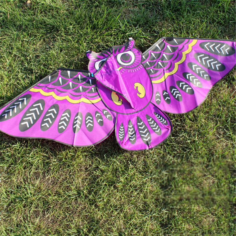 Kite voador colorido com Kite Line para crianças, coruja dos desenhos animados, brinquedo ao ar livre, 110cm