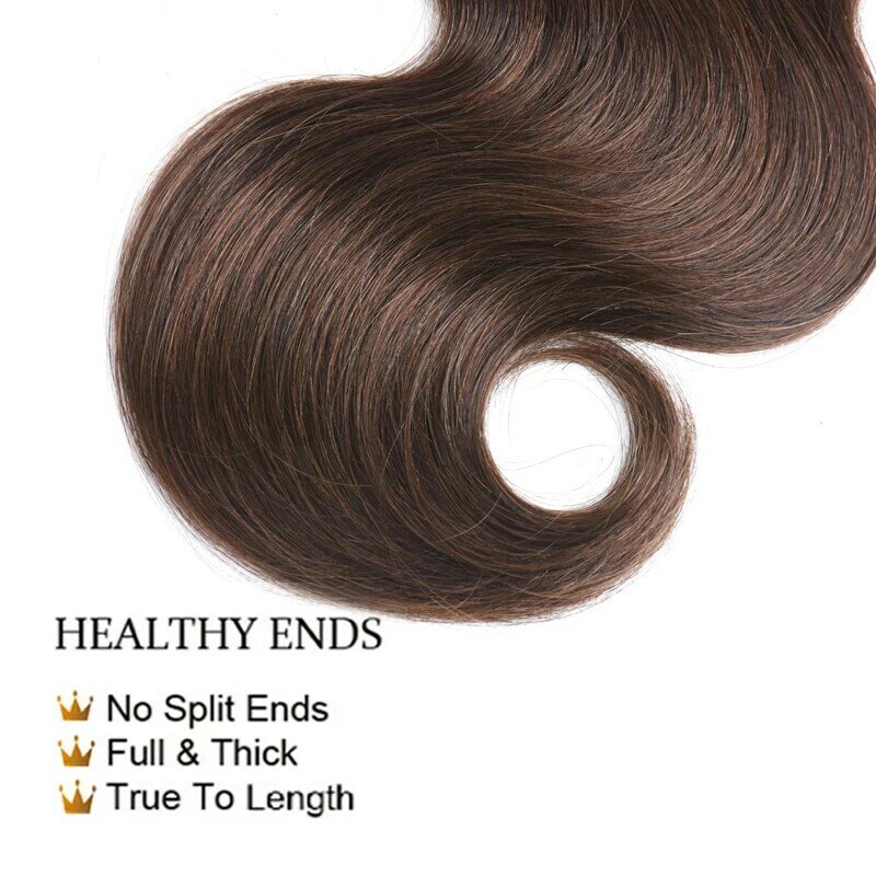 Extensiones de cabello humano brasileño, mechones ondulados de cuerpo marrón, Dorisy Remy, Color Natural #2 #4