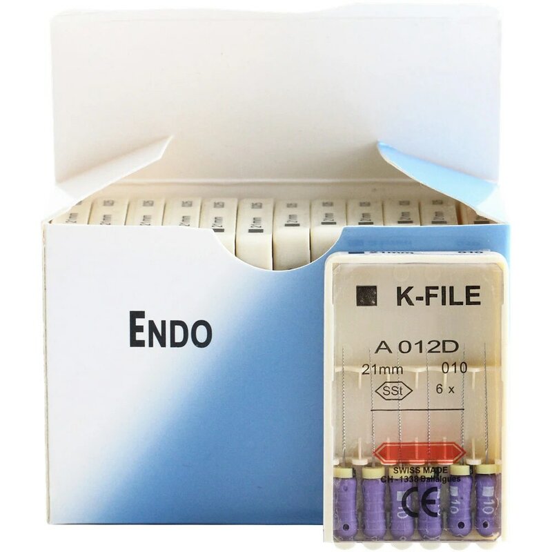 Arquivos K dentários para canal radicular Endo, uso manual, instrumentos de odontologia endodôntica, produtos, 10 pacotes, 21mm, 25mm, 31mm, 010