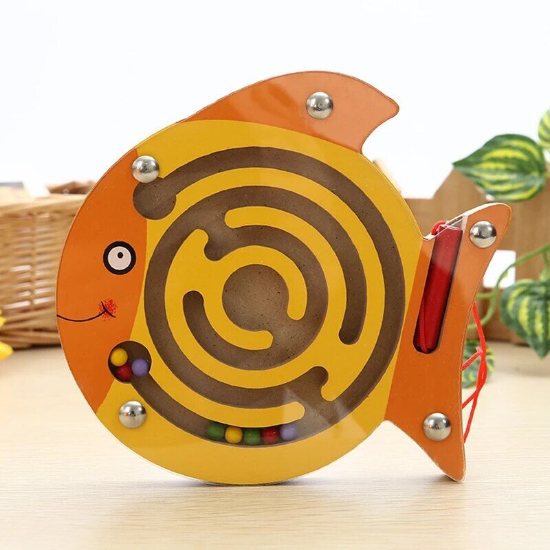 طفل مونتيسوري ألعاب تعليمية الأطفال المغناطيسي المسار متاهة التوازن مجلس خشبية لغز لعبة متاهة ألعاب الأطفال 0-12 أشهر