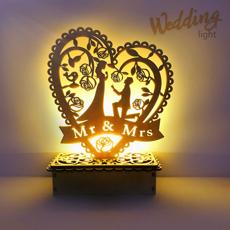 DIY деревянные поделки мистер и миссис романтическое свадебное украшение Свадебное предложение светодиодная ночь искусственная День Святого Валентина Детские Подарки для девочек
