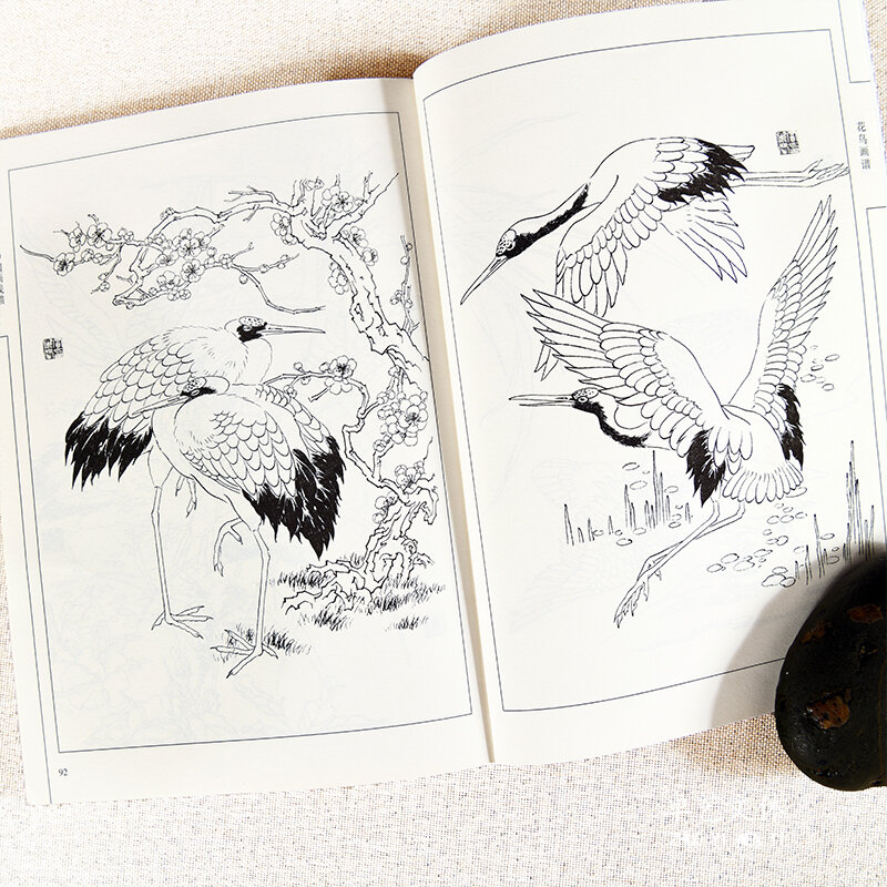 Nowe 94 strony kwiaty i obraz z ptakami kolekcja Art Book kolorowanka dla dorosłych relaks i antystresowy szkicownik do malowania