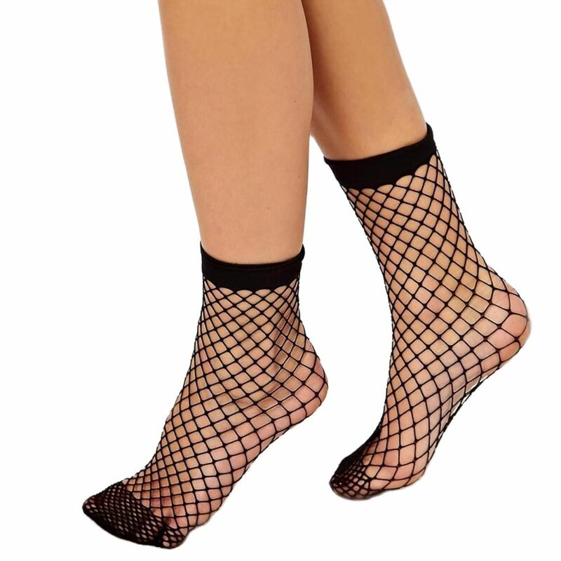 Calcetines tobilleros antideslizantes y elásticos para mujer, medias de malla para baile de verano, color negro, 1 par