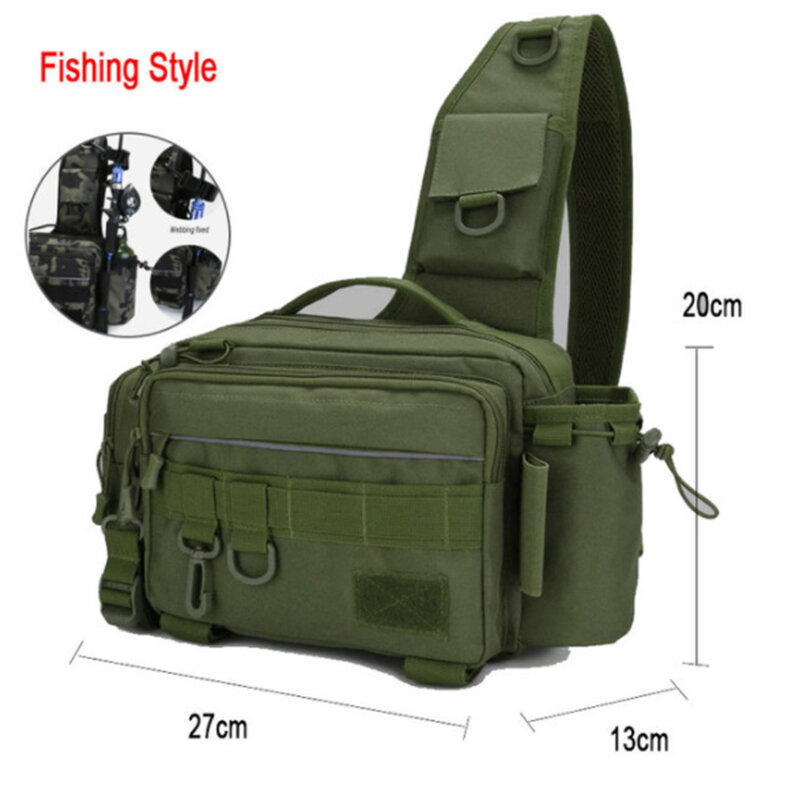 Bolsa de aparejos de pesca, bolsa cruzada de un solo hombro, paquete de cintura, señuelos de pescado, almacenamiento de utilidad, caja de pesca, bolsa táctica, N0172