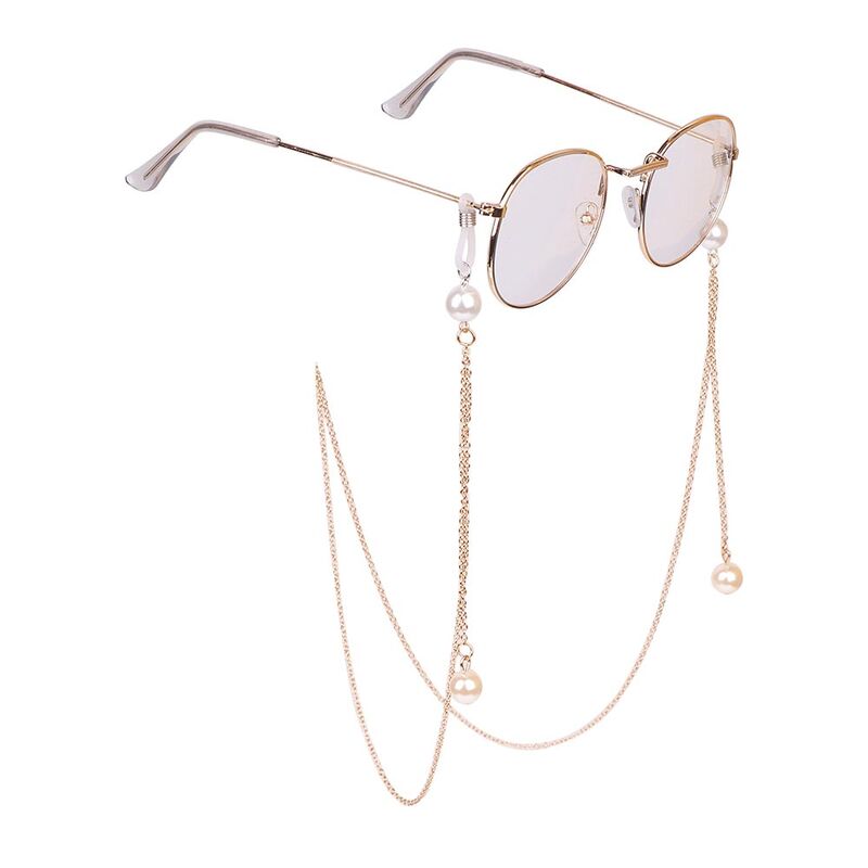 Cadena de gafas de lectura con cuentas para mujer, collar con cordón, dorado y plateado, 1 unidad