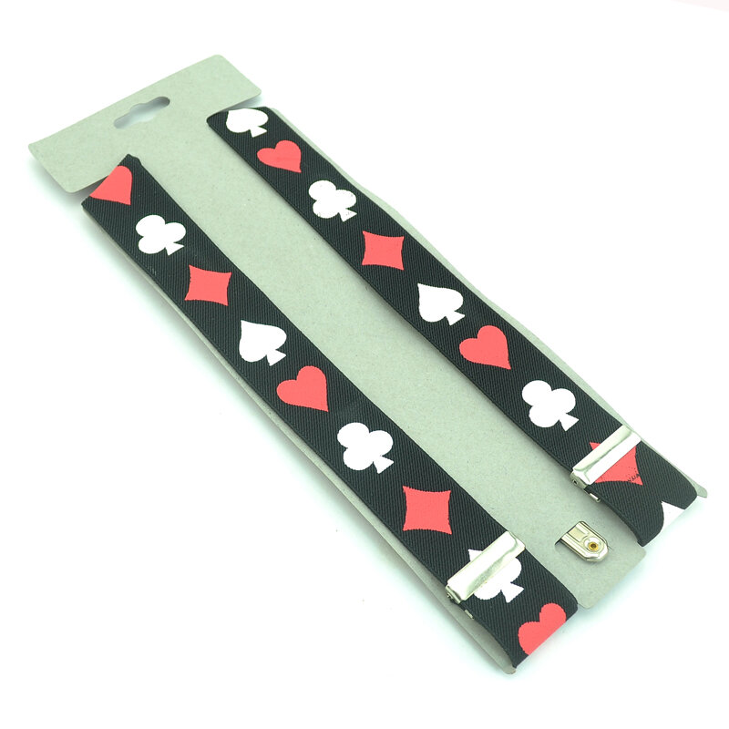 Bretels Voor Mannen Clip-On Bretels Elastische Bretel Voor Broek Broek Houder 3.5Cm Riem Speelkaarten Poker Kaarten bretels Gallus
