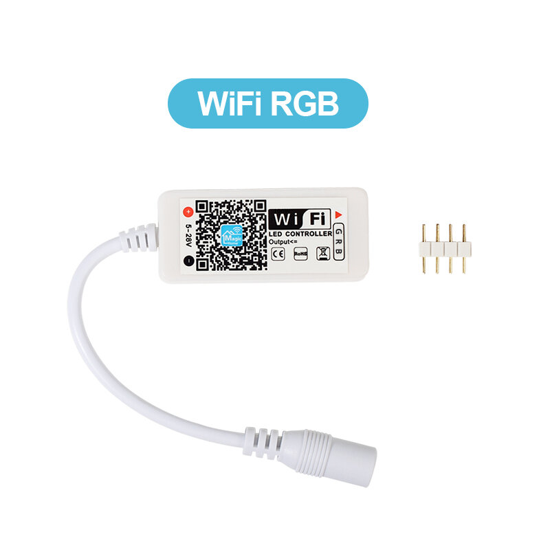 Contrôleur WIFI sans fil pour bande RGB/RGBW, avec télécommande à 24 touches, IOS/Android, DC12V