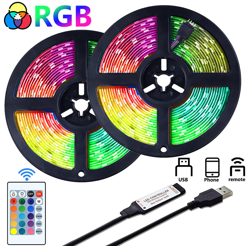 USB Led 빛 스트립 RGB 5050 블루투스 원격 조명 장식 Led 테이프 블루투스 백라이트 침실 장식 램프