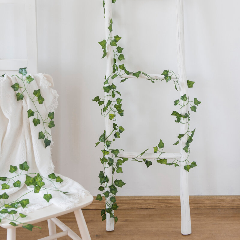 210Cm Artificial Hanging Christmas Garland Plants Vine Leaves Green Silk Outdoor Home Wedding Party Bathroom Garden Decoration
