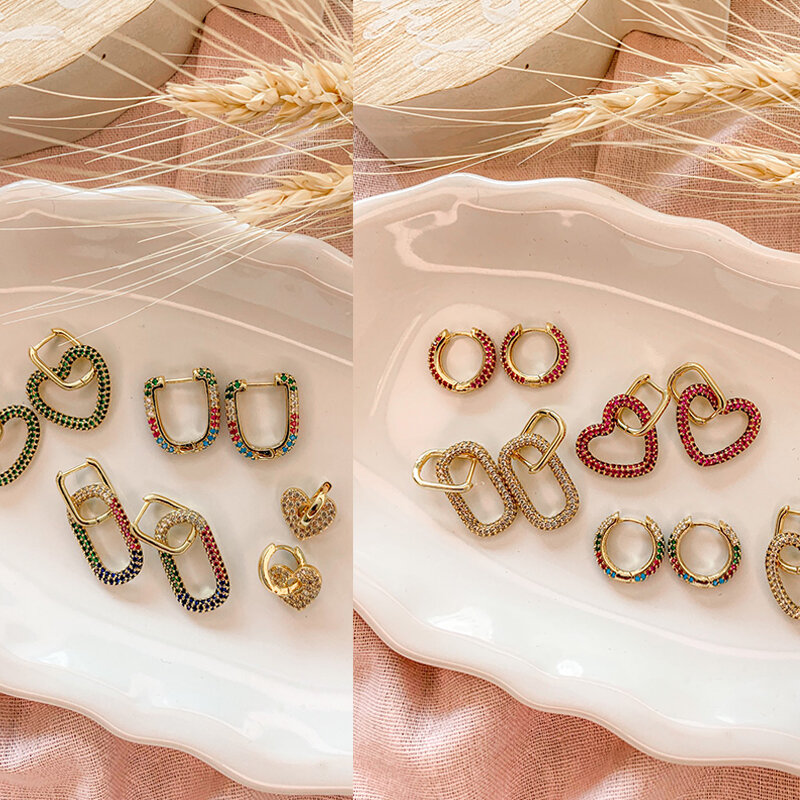 ZHUKOU 여성용 크리스탈 후프 귀걸이, DIY 작은 귀걸이 후크, 쥬얼리 액세서리 제작 모델: VE82, 13x14mm, 한 쌍