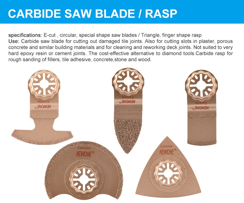 NEWONE-Saw Blades Oscillating Tool Set, Saw Blades, Adequado para Multi-Ferramentas, Corte de Madeira, Plástico, Polido Telhas