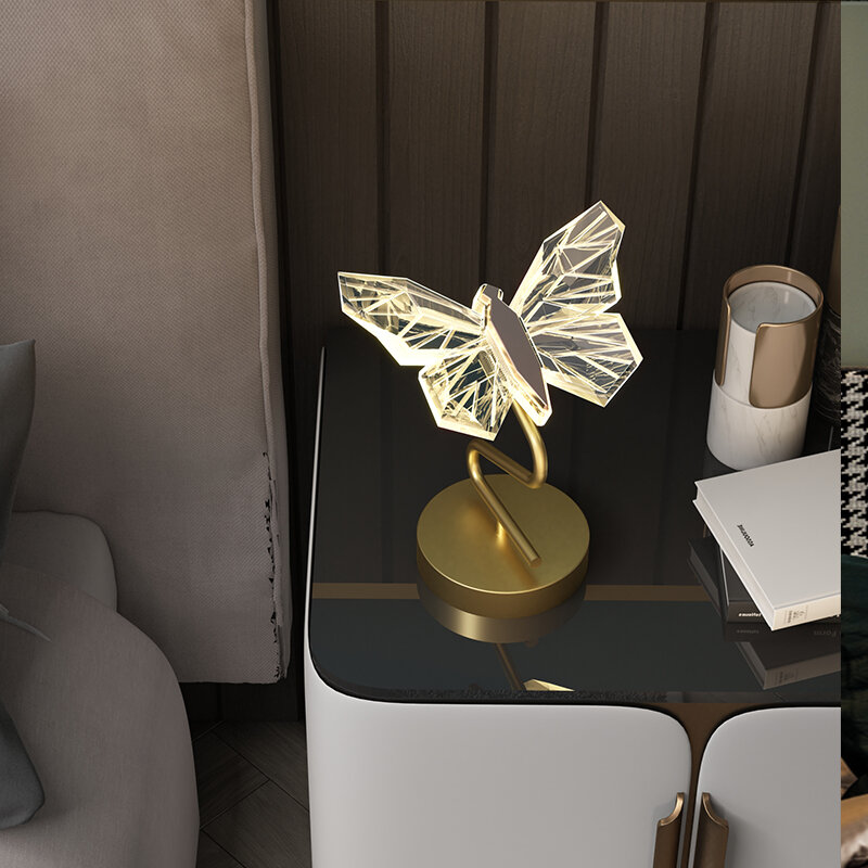 Lampe de chevet en forme de papillon, produit de luxe, style nordique, luminaire décoratif, idéal pour une chambre à coucher, un bureau ou une chambre à coucher