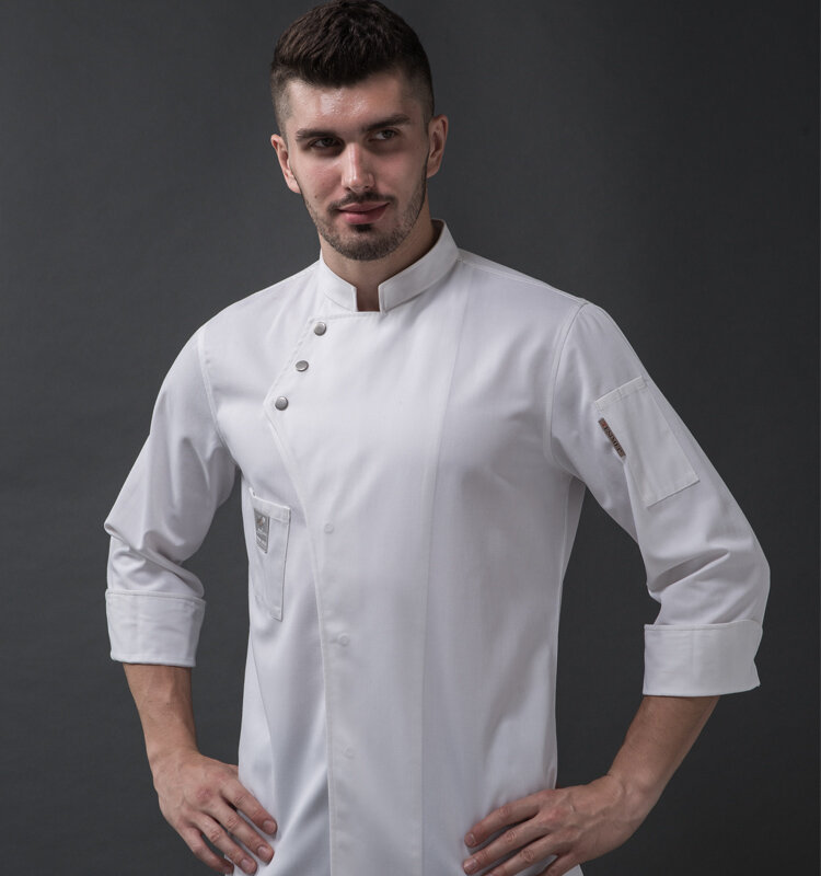 Manica lunga Abiti Chef Uniforme Ristorante Cucina Cooking Chef Cappotto Cameriere Lavoro Giubbotti Professionale Uniforme Tute E Salopette Vestito