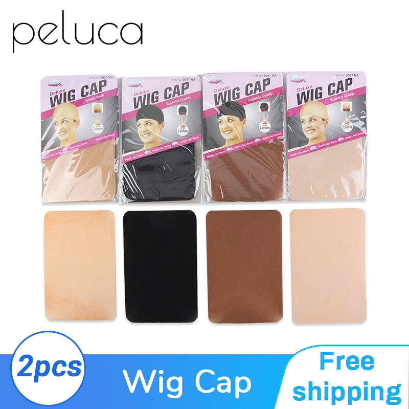 Topi Wig Berkualitas Tinggi 2Pcs Topi Stocking Cokelat untuk Cosplay Natal Topi Wig Jaring Elastis Stoking untuk Membuat Wig