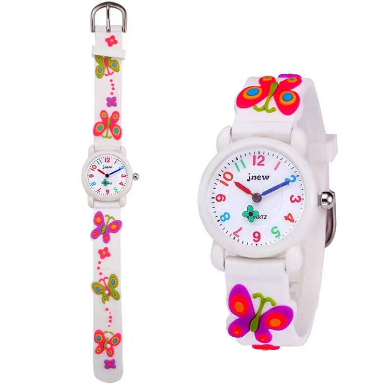 Reloj de silicona 3D con dibujos de mariposas para niños, reloj de cuarzo impermeable, reloj deportivo para escuela primaria para niña, regalo de Navidad para niño