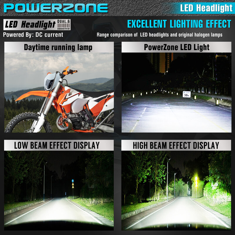 PowerZone moto LED faro faro faro anteriore Supermoto carenatura per KTM EXC SXF MX Dirt Bike Enduro LED faro