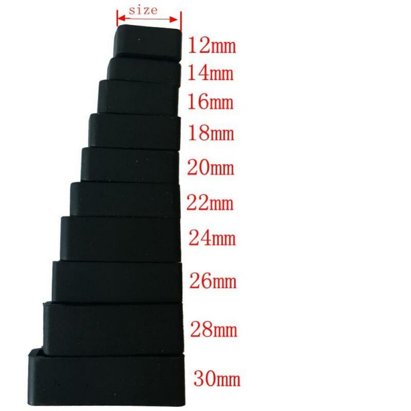 4Pc Black Watchbands 12 14 16 18 20 22 24 26 28 30mm Strap Loop Ring Silicone Rubber Watch Bands Accessories Holder Locker