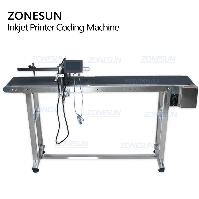 Zonesun impressora a jato de tinta automática inteligente data codificação máquina de impressão para qr código número de série caixa fio latas alimentos
