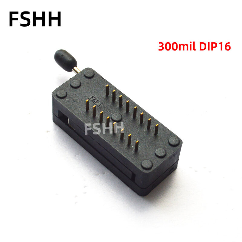 FSHH 216-3345 Socket 300mil DIP16 Menguji Soket 16P Hitam Hijau IC Kunci Socket