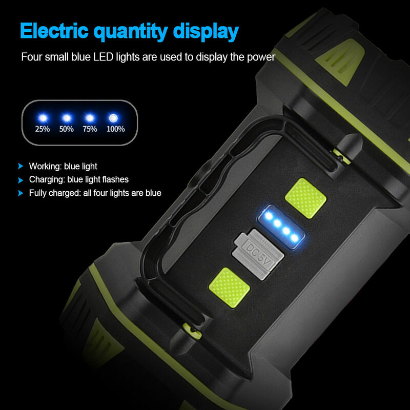 Foco LED portátil de 30W, reflector recargable para exteriores, 8 modos, resistente al agua, para Camping, pesca nocturna