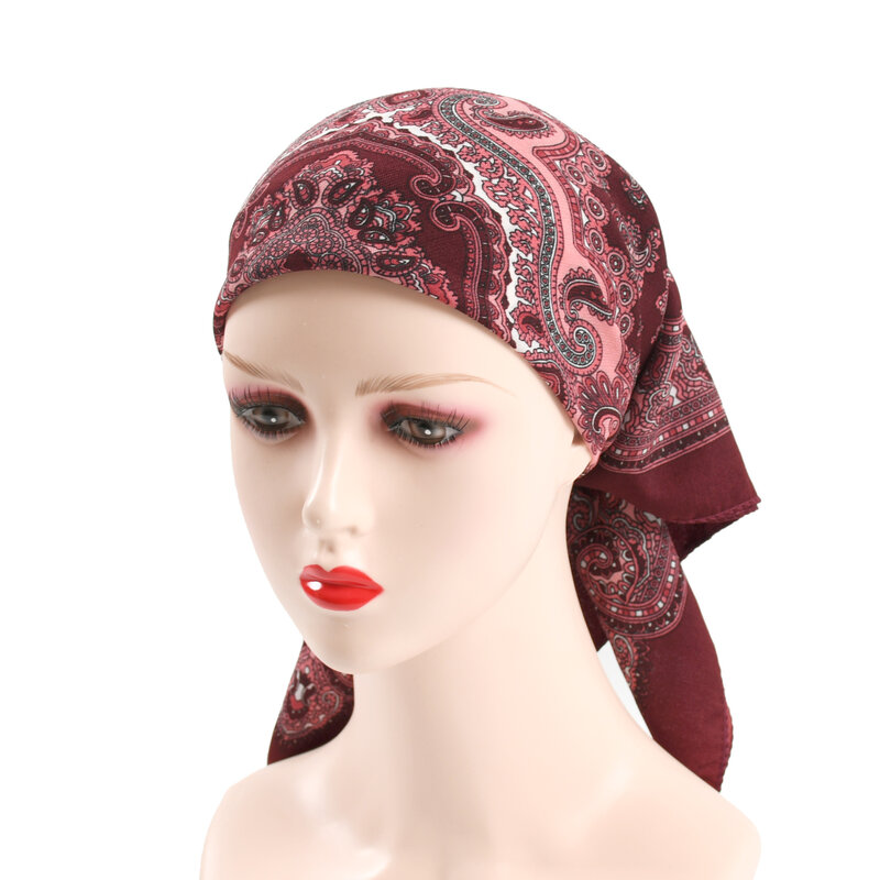 Bufanda cuadrada rusa Retro Floral para mujer, chal étnico, para la cabeza Hijab, pañuelo pequeño, diadema, 70x70cm