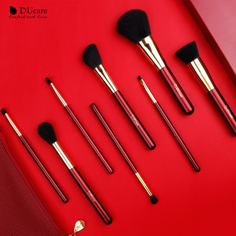 DUcare 8PCS Makeup Brushes Set with Bag Eye Shadow Foundation Powder Contour Make Up Brush Cosmetic Beauty Tool Kit