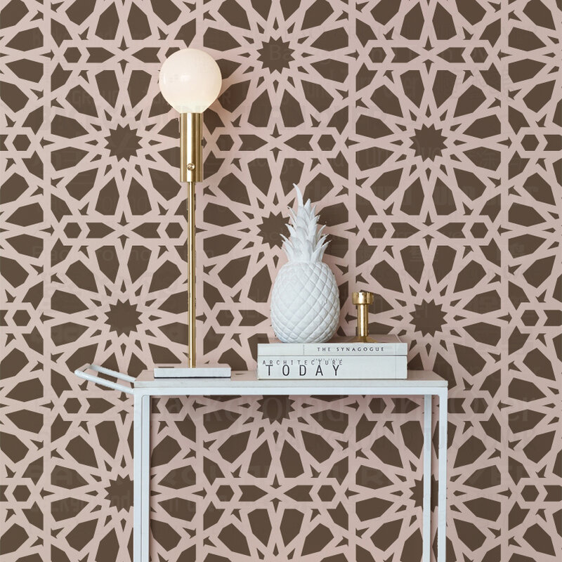 Modelo de mandala 50cm e 70cm, reutilizável para decoração, modelos de pintura de paredes, geométricos islâmicos, ornamentos étnicos muçulmanos s015