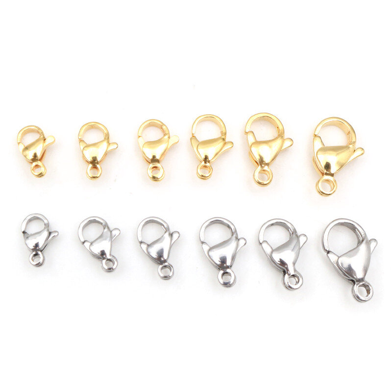 New 30pcs Stainless Steel Gold Plated Lobster Clasp Hooks for Necklace Bracelet Chain DIY Jewelry Making Findings Supplies