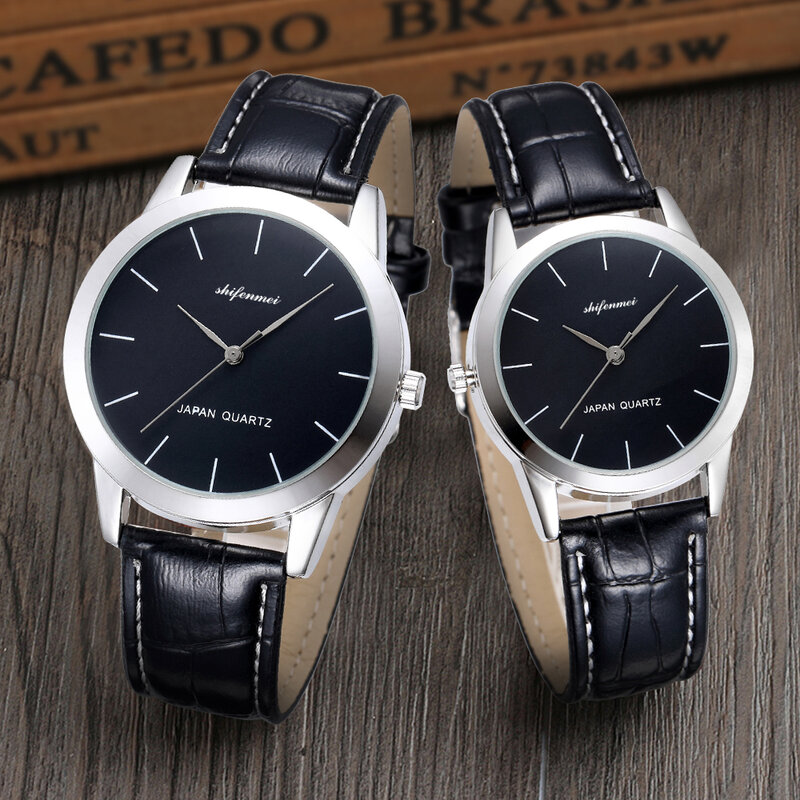 Shifenmei casal relógios par homens e mulheres de luxo marca couro à prova dwaterproof água relógio quartzo reloj mujer hombre amantes relógio 2020