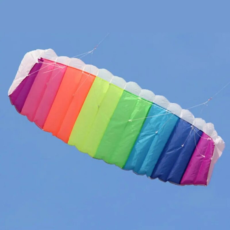 1.4/2/2.7m arco-íris dupla linha kitesurfing dublê paraquedas macias parafoil surf kite esporte pipa grande praia ao ar livre pipa voando