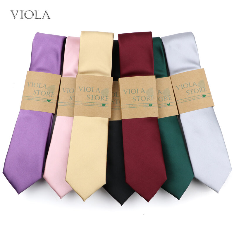 Belle cravate en Satin solide 6cm lisse et étroite 100% Polyester pour hommes, costume de marié de mariage, cadeau formel et décontracté, cravate, accessoire de chemise