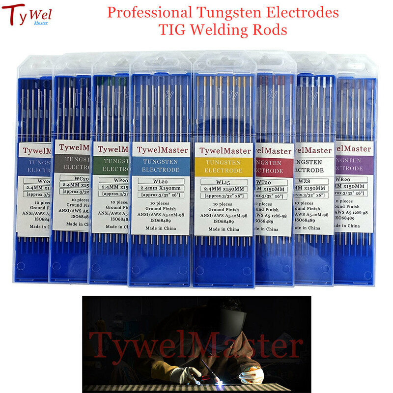 Varillas soldadoras de electrodos de tungsteno, soldadura TIG, WT20, WL20, WL15, WZ8, WR20, E3, WP26, WP17, WP9, antorcha TIG