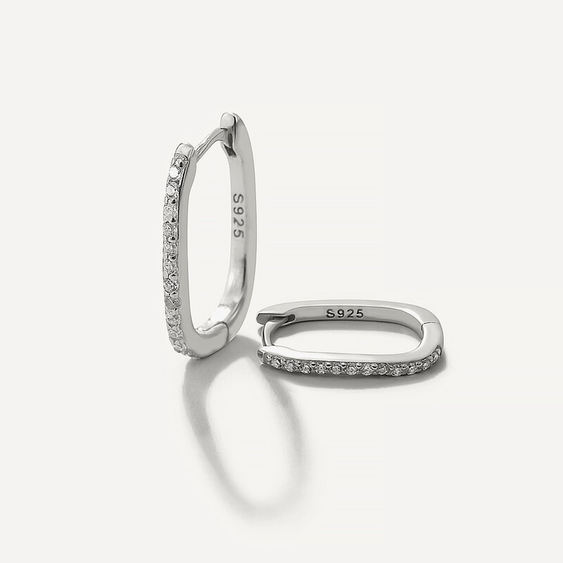 Cner 925 Sterling Silver Square Piercing kolczyki koła dla kobiet proste cyrkonia kolczyki Fine Jewelry Pendientes