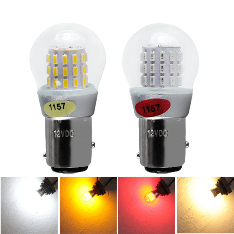 BAY15D 1157 P21/5W S25 Lampe LED en Verre Transparent, Ampoule de Queue de Frein de Voiture, Indicateur existent, Rouge, Jaune, Blanc, Canbus, 12 V, 4W