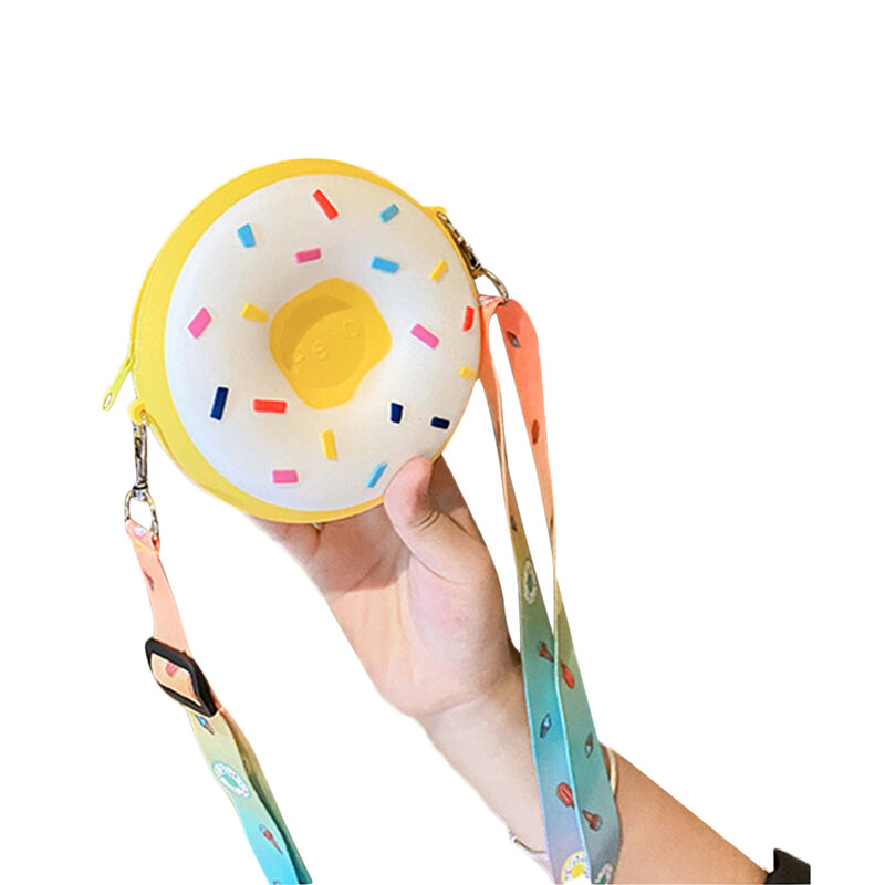 Bolso de mano con forma de Donut para niños pequeños, cartera con caricaturas, bolso cruzado bonito, regalo de cumpleaños y Navidad para niñas pequeñas