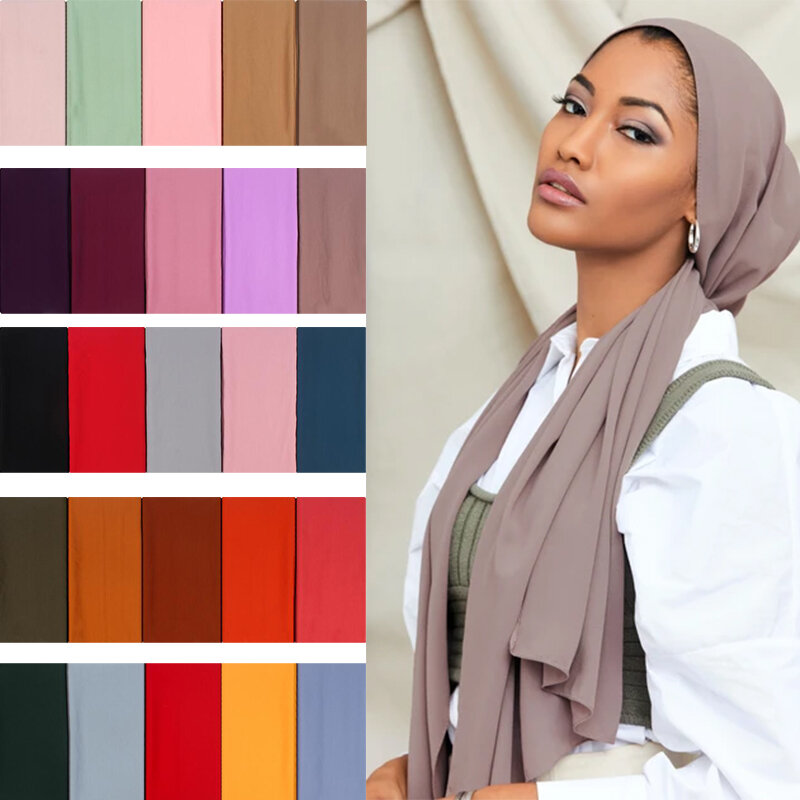 Premium Chiffon Hijab Scarf For Women Turban For Veil Scarves Muslim Hijabs For Woman Shawls For Veils Hijab Accessoires Ramadan