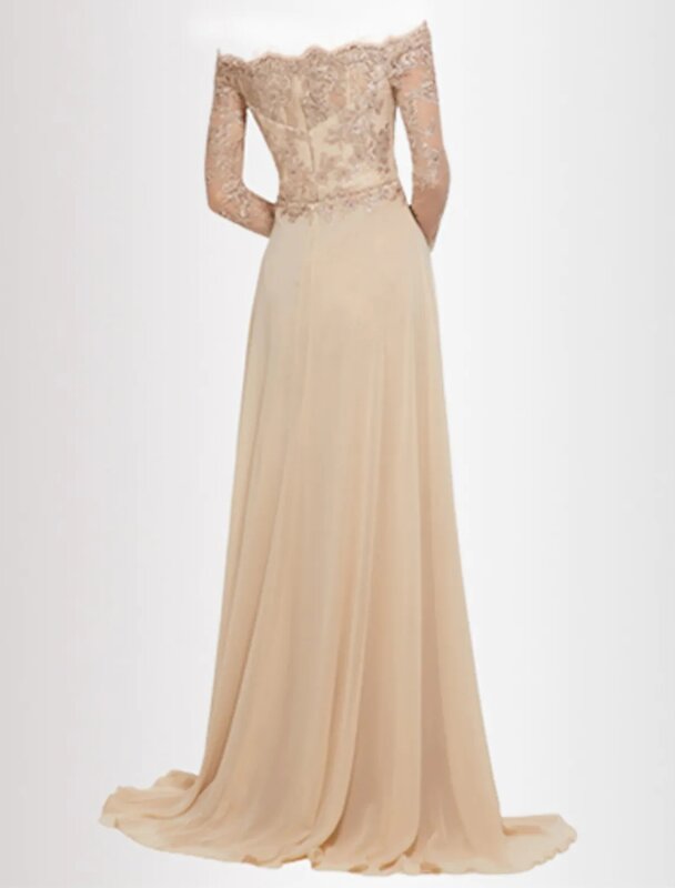 Элегантное обручальное вечернее платье с нарукавником, кружевное вечернее платье цвета шампань для выпусквечерние вечера, вечернее платье