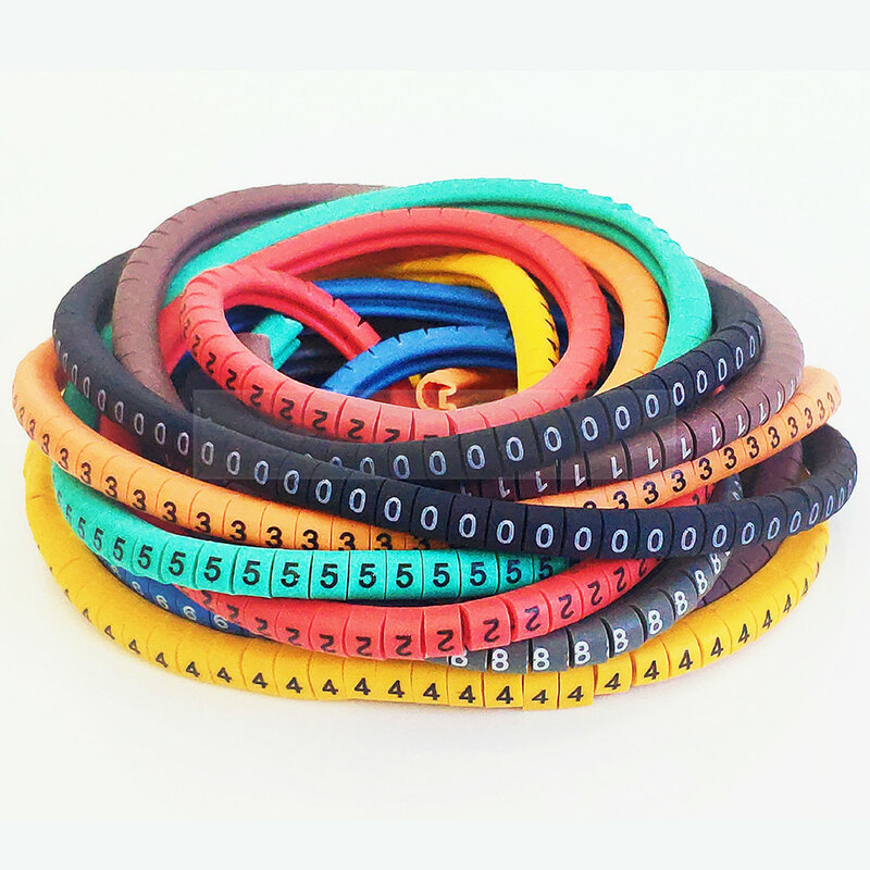 Cable Marker Wire Label EC-0 EC-1 1000pcs Mark Number 0 to 9 Cable Management Colored Wire insulation PVC Wire organizer Sleeves