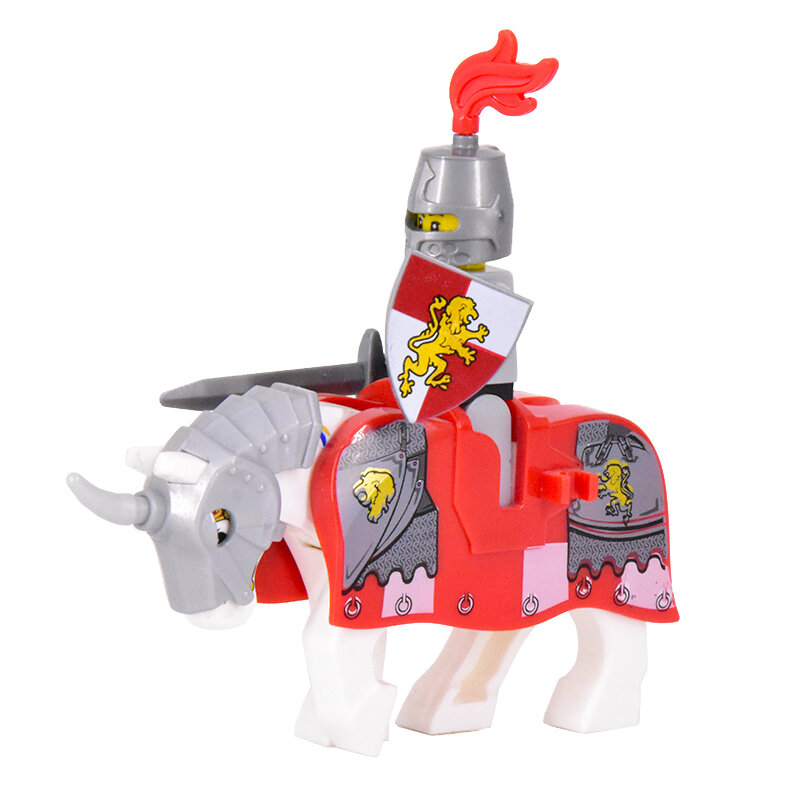 Angka abad pertengahan prajurit Romawi abad pertengahan ksatria emas Istana elang kuda raja ksatria naga blok bangunan hadiah bricktoys