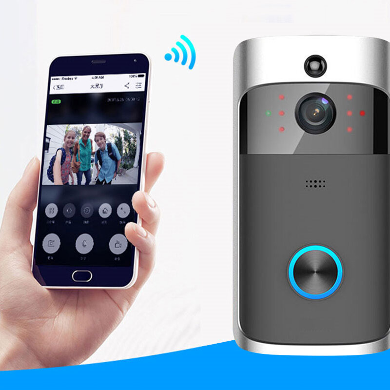 Caméra de sonnette de sécurité intelligente avec poignées de mouvement PIR, interphone bidirectionnel, prise en charge d'Alexa et Google Home, Tuya, Wi-Fi, vidéo, Havana, 1080P