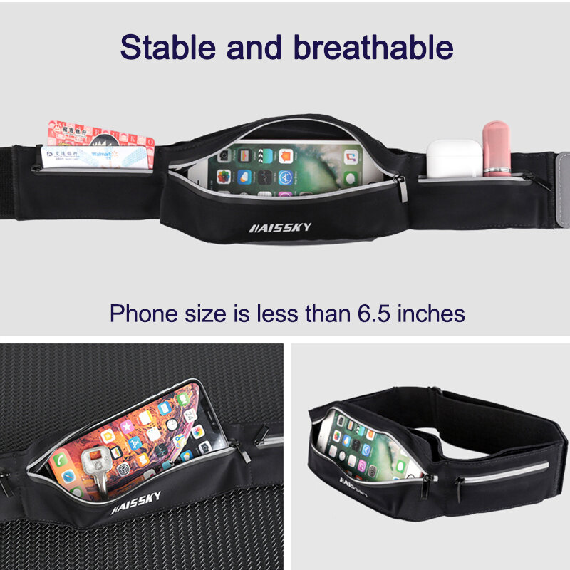Haissky – sac de sport à ceinture étanche pour hommes, pochette pour téléphone, banane, pour Xiaomi Huawei Iphone 11 12pro, 197