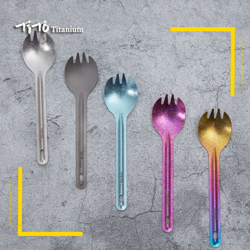 TiTo – fourchette de pique-nique en alliage de titane, cuillère de Camping en plein air, ultra-légère, écologique, en titane pur, vaisselle Portable