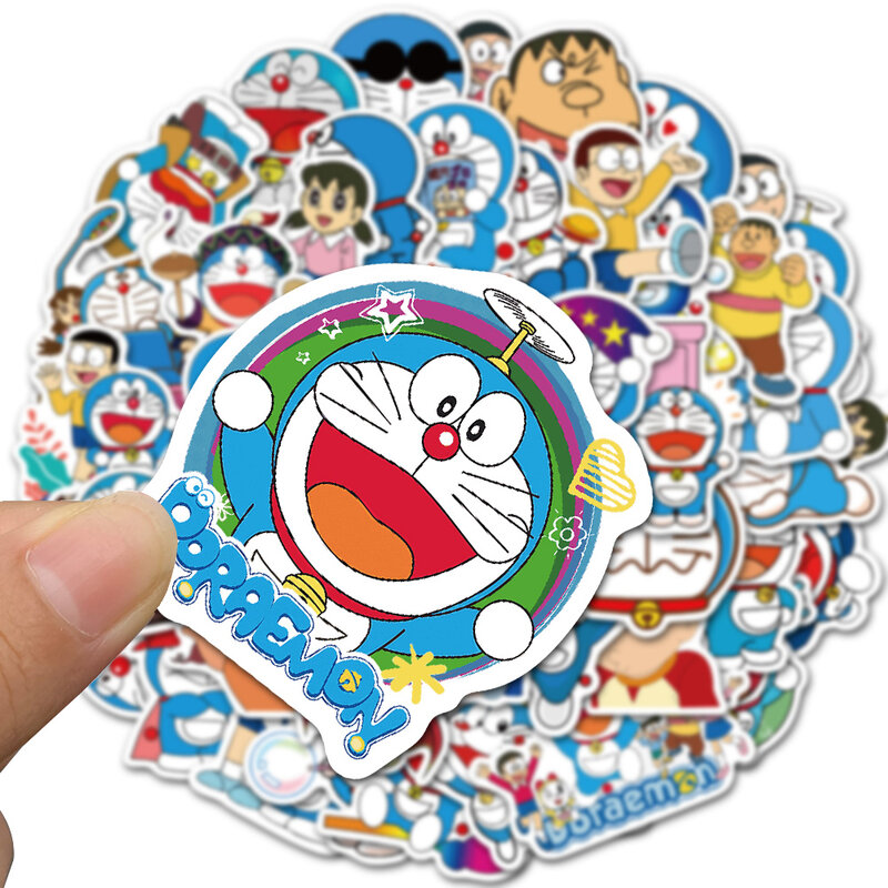 Autocollants Doraemon de dessin animé pour enfants, décalcomanie étanche, ordinateur portable, moto, bagages, voiture, jouets classiques, 506, 10 pièces, 50 pièces