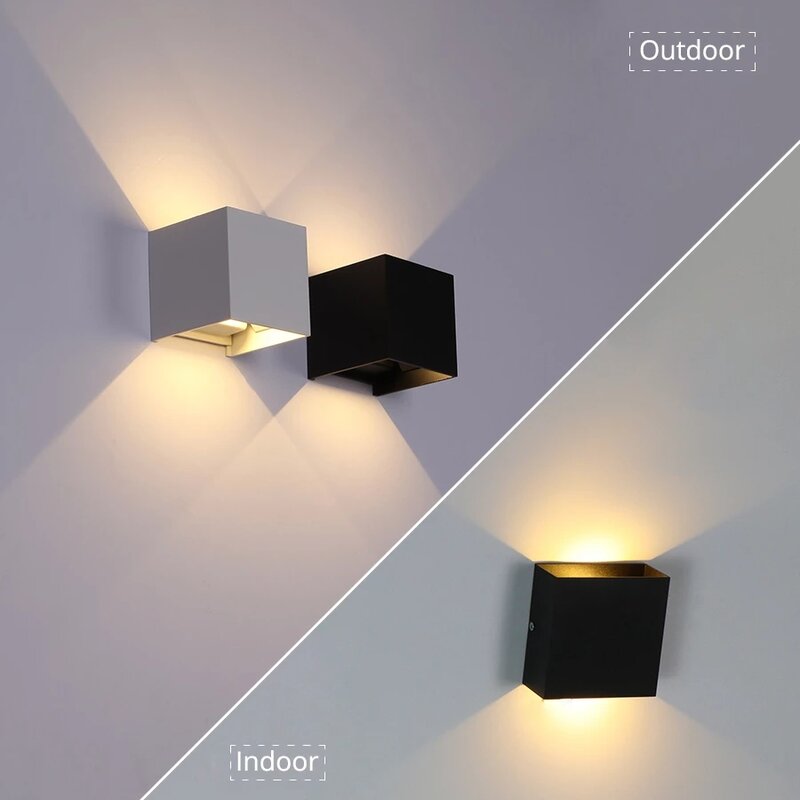 Lámparas LED de pared impermeables IP65, candelabro de pared ajustable para interior y exterior, 6W, 12W, patio, porche, pasillo, dormitorio