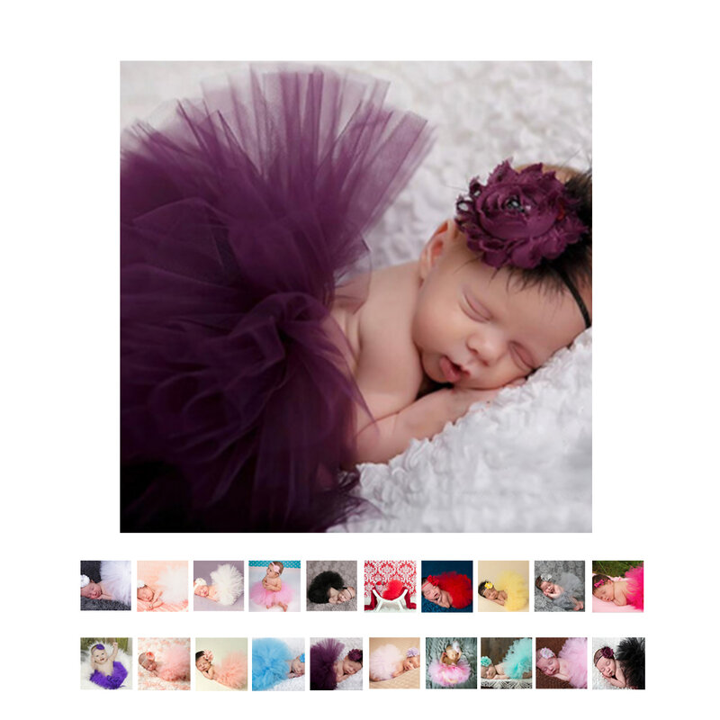 إكسسوارات التصوير الفوتوغرافي لحديثي الولادة ، زي الأميرة مع عصابة رأس على شكل زهرة ، فستان صيفي للفتيات الصغيرات ، تنورة توتو