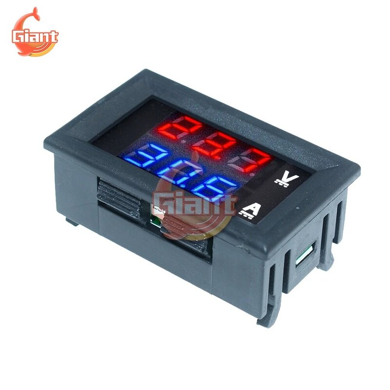 Mini voltmètre à affichage numérique 0-100V 10a, ammètre à double affichage LED bleu et rouge pour voiture