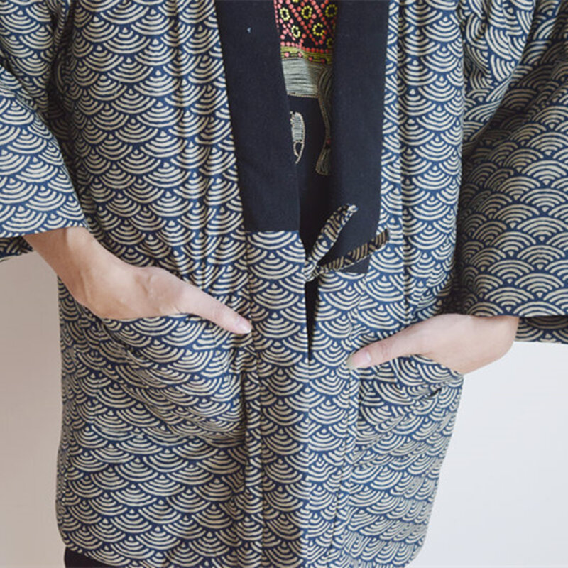Зимнее женское кимоно хаори, толстая теплая куртка с хлопковой подкладкой, осенняя Повседневная Домашняя одежда, женское однотонное Свободное пальто, M2117