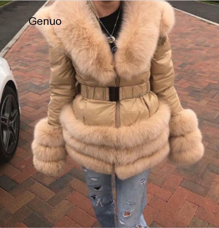 ผู้หญิง Furry เสื้อกันหนาวเสื้อกันหนาวฤดูหนาว Faux Fur เสื้อสีขาวเป็ดลง Abrigos Mujer Windproof Hooded Coat ใหม่ Outwear Femme Parka