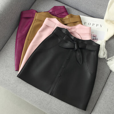 Tao Ting Li Na New Fashion Genuine Real Sheep Leather Skirt J27