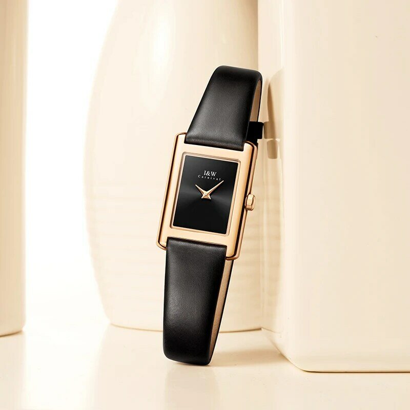 Suíça fez relógio feminino marca de luxo à prova dwaterproof água i & w moda relógio de quartzo feminino safira dial quadrado ouro relogio feminino